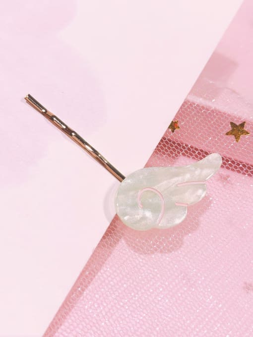 Water green wings Alloy Cellulose Acetate Minimalist Heart Hair Pin