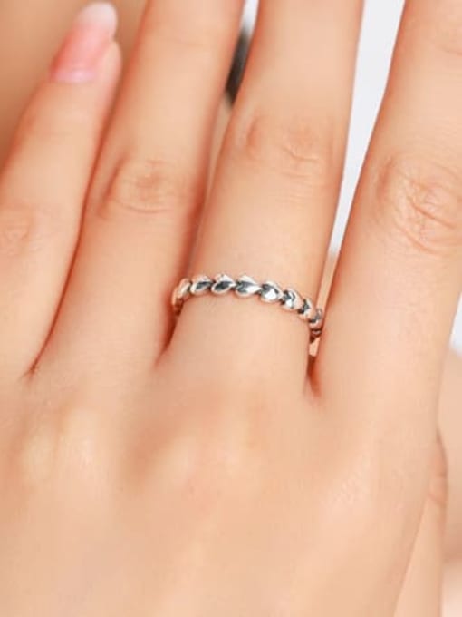 MODN 925 Sterling Silver Smotth Heart Minimalist Band Ring 1