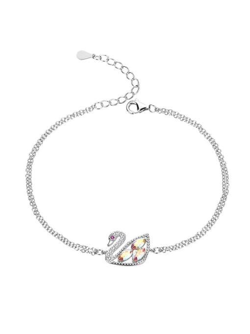 JYSL 012 (AB color) 925 Sterling Silver Austrian Crystal Swan Classic Bracelet