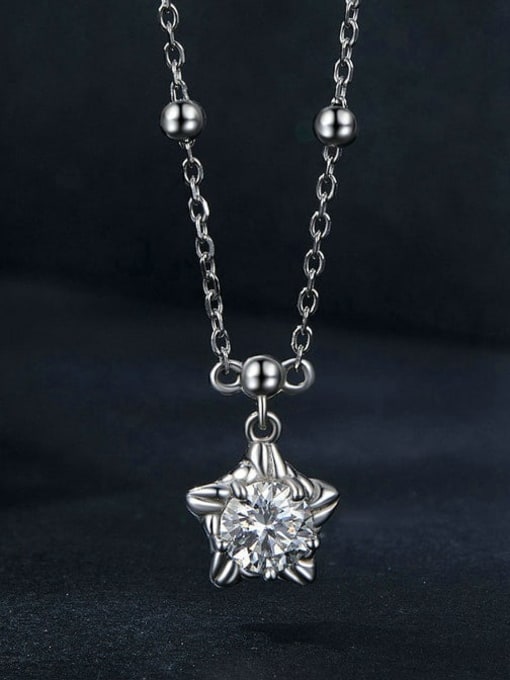 Jare 925 Sterling Silver Moissanite Pentagram Dainty Necklace 3