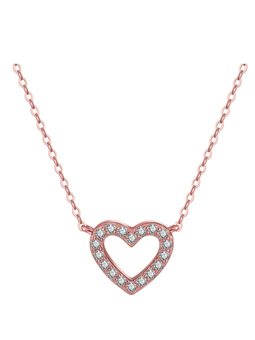 RINNTIN 925 Sterling Silver Cubic Zirconia Heart Minimalist Necklace