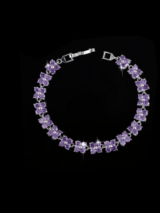 Purple 17.6 Flower Shaped Copper Bracelet