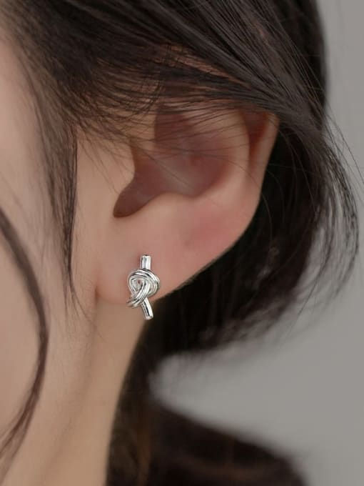 Rosh 925 Sterling Silver Bowknot Minimalist Stud Earring 1