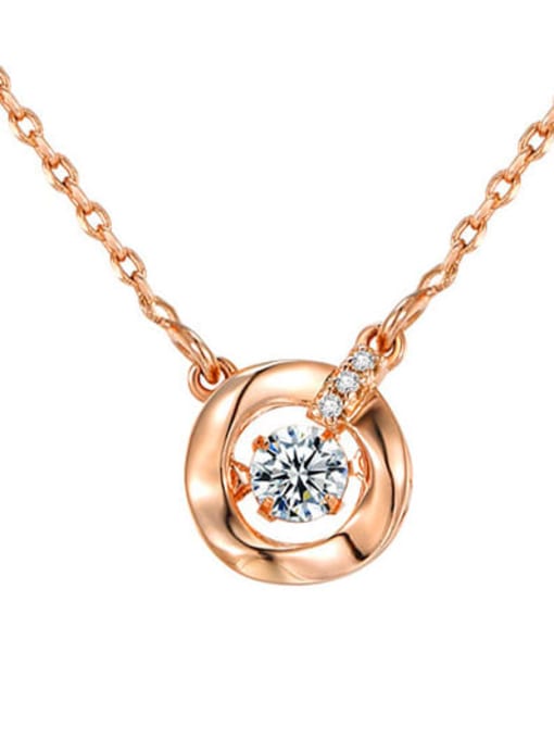 Rose gold plating Alloy Cubic Zirconia Round Dainty Necklace