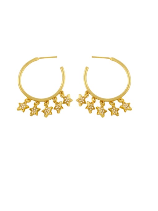 CC Brass Cubic Zirconia Star Vintage Huggie Earring