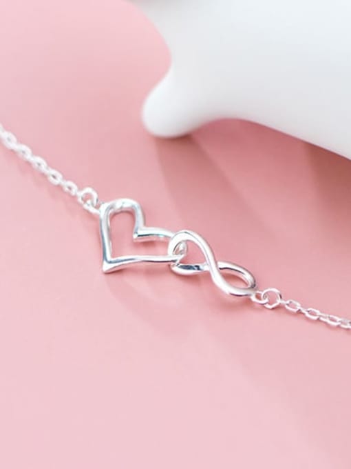 Rosh 925 Sterling Silver Hollow Heart Minimalist Link Bracelet 1