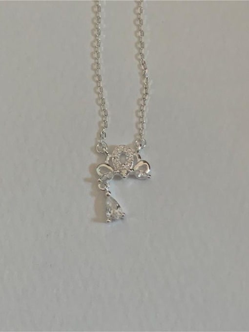 Boomer Cat 925 Sterling Silver Cubic Zirconia Crown Dainty Necklace 2