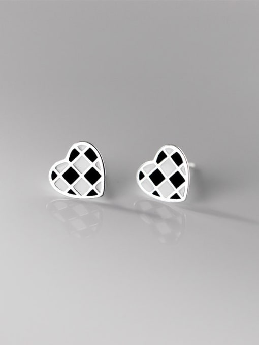 love 925 Sterling Silver Enamel Geometric Minimalist Stud Earring