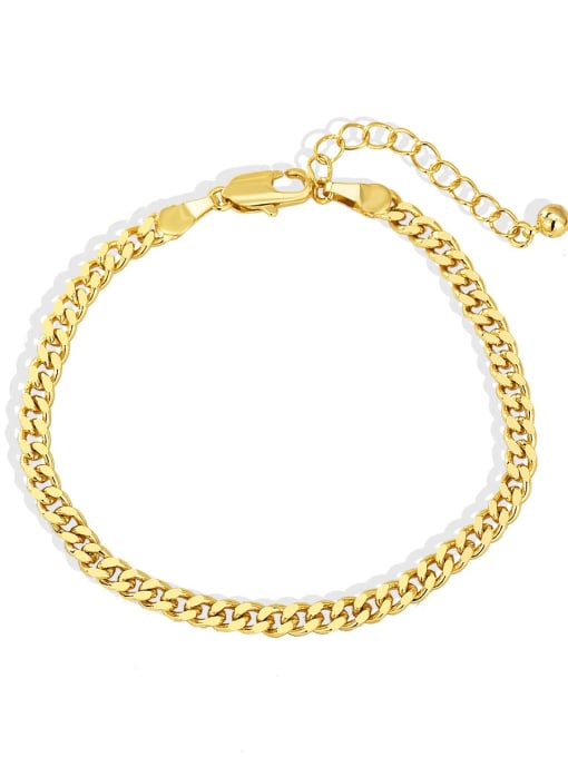 Gold Cuban Bracelet Brass Geometric Minimalist Link Bracelet