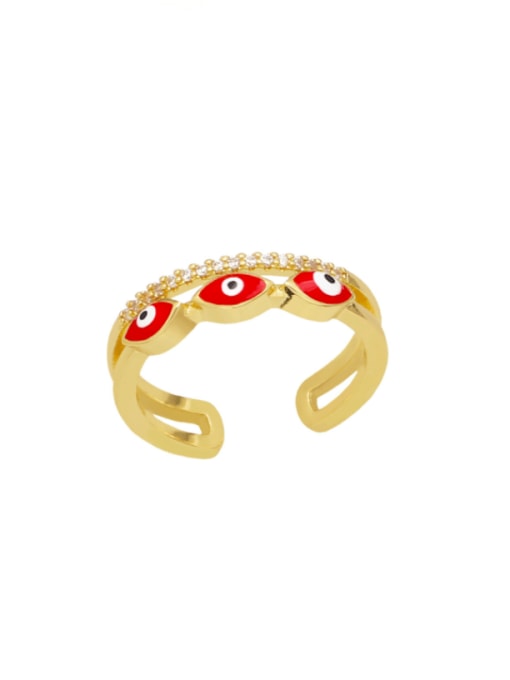 CC Brass Enamel Cubic Zirconia Evil Eye Minimalist Band Ring 1