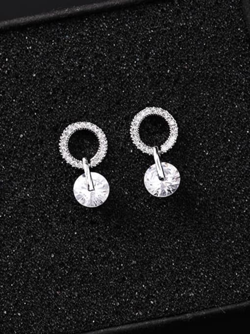 Main plan section Zinc Alloy Cubic Zirconia White Round Minimalist Cluster Earring
