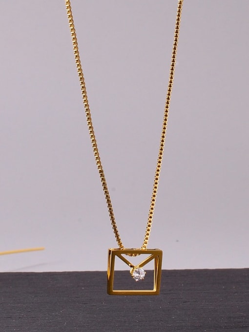 A TEEM Titanium Rhinestone Geometric Minimalist pendant Necklace 1