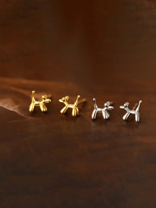 BeiFei Minimalism Silver 925 Sterling Silver Dog Minimalist Stud Earring 0