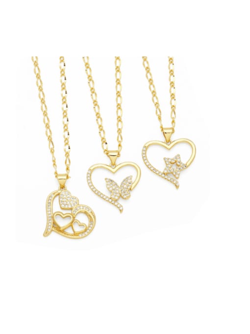 CC Brass Cubic Zirconia  Heart Trend Necklace
