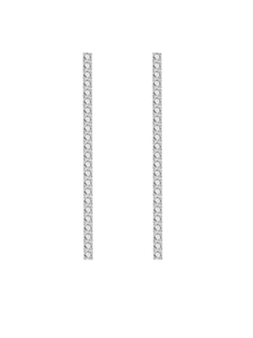 XBOX 925 Sterling Silver Cubic Zirconia Tassel Minimalist Threader Earring 0