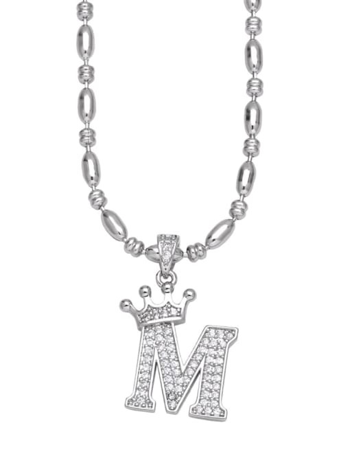 M Brass Cubic Zirconia Crown Minimalist Lariat Necklace