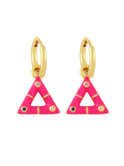 rose gold Brass Enamel Geometric Trend Huggie Earring
