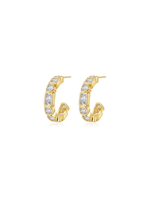 BLING SU Brass Cubic Zirconia Heart Minimalist Stud Earring 0
