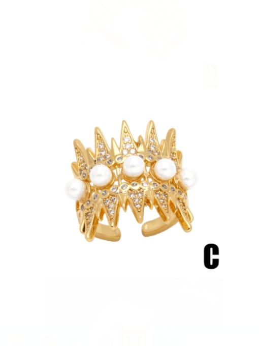 CC Brass Cubic Zirconia Geometric Statement Butterfly  Band Ring 4