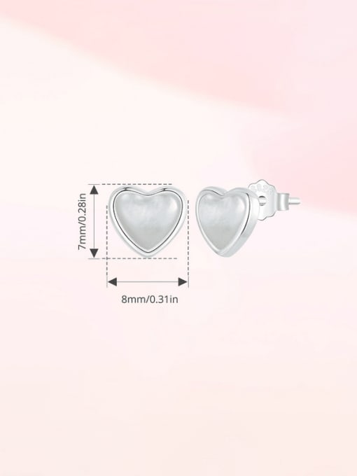 Jare 925 Sterling Silver Shell Heart Minimalist Stud Earring 2