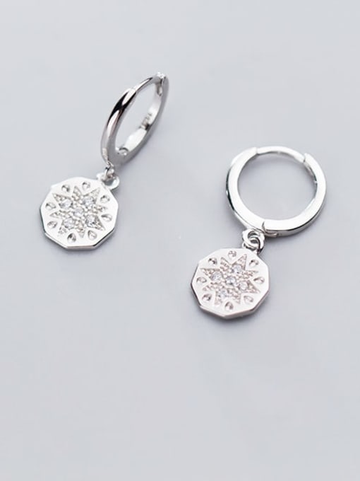 Rosh 925 Sterling Silver Fashion diamond simple and irregular Round Huggie Earring 1