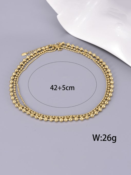 A TEEM Titanium Steel Double Layer Bead Chain Minimalist Multi Strand Necklace 1