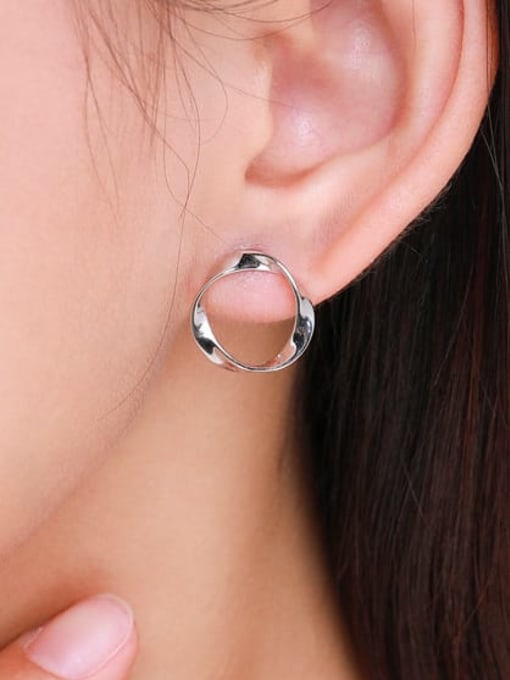 MODN 925 Sterling Silver Geometric Minimalist Stud Earring 1