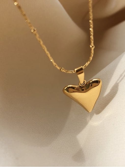 A TEEM Titanium Steel Smooth Heart Minimalist Pendant Necklace