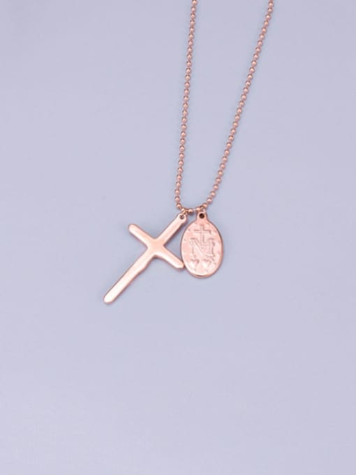 Rose Gold Titanium Smooth  Cross Classic Choker Necklace