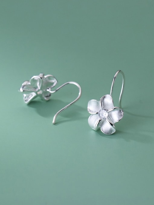 Rosh 925 Sterling Silver Flower Minimalist Hook Earring 2