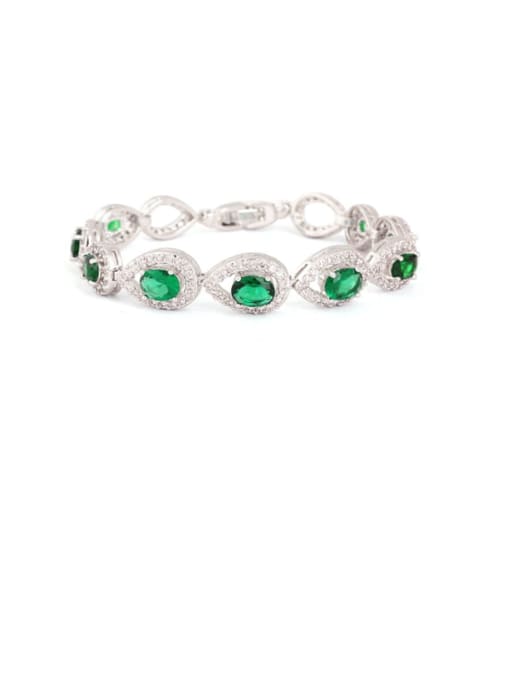 BLING SU Copper Cubic Zirconia Green Water Drop Luxury Bracelet 0
