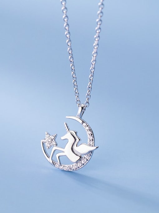 Rosh 925 Sterling Silver Rhinestone Horse Minimalist Necklace 4