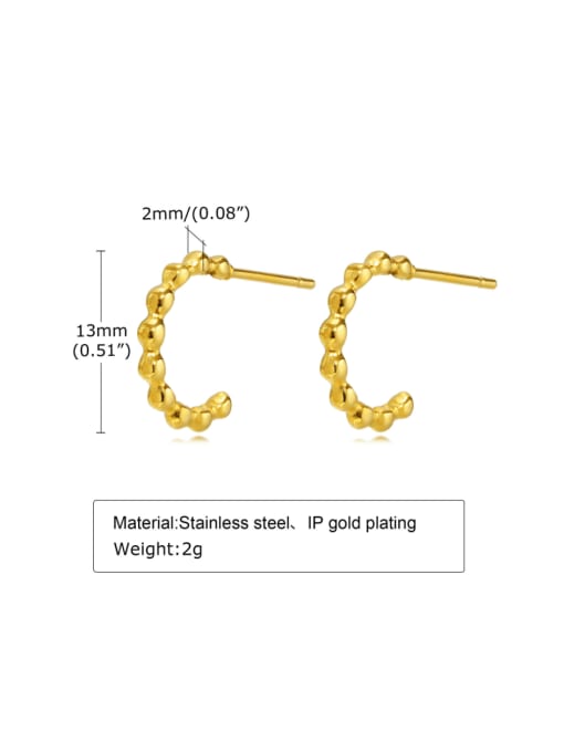 497G 13 Stainless steel Bead Geometric Minimalist Stud Earring