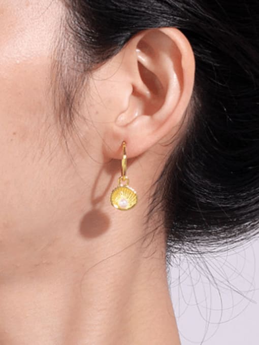 CHARME Brass Imitation Pearl Geometric Minimalist Huggie Earring 1