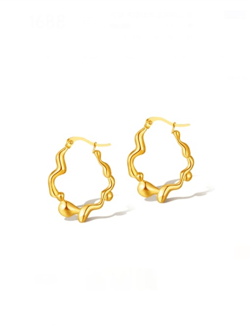 GE887 gold Stainless steel Bead Geometric Vintage Huggie Earring