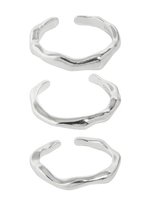DAKA 925 Sterling Silver Irregular Minimalist Band Ring 4