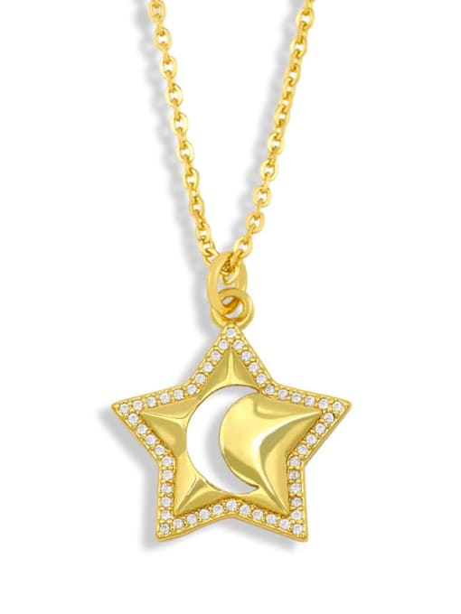 CC Brass Cubic Zirconia Star Minimalist Necklace 0