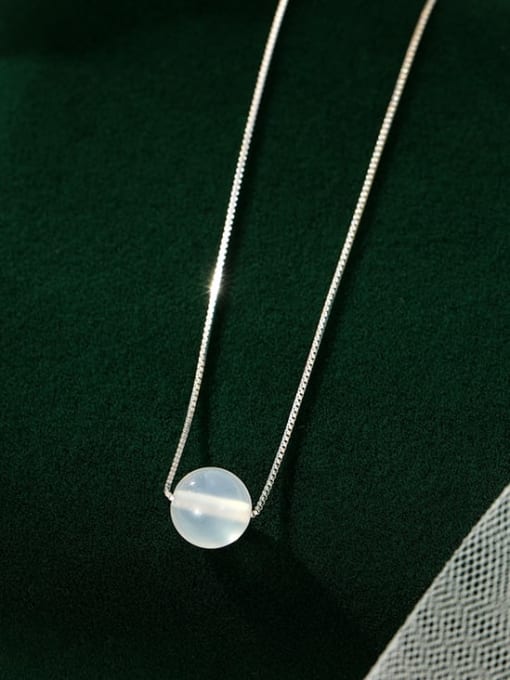 NS1088 【 8mm 】 925 Sterling Silver Bead Round Minimalist Necklace