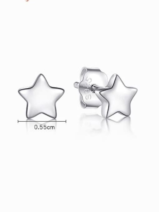 MODN 925 Sterling Silver Minimalist Five-Pointed Star Moon Stud Earring 1