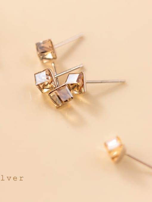 Rosh 925 Sterling Silver Crystal Geometric Minimalist Stud Earring 2