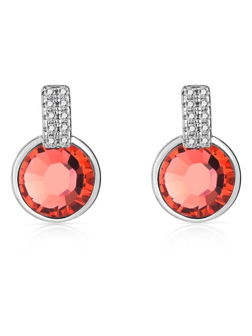 JYEH 004 (light red) 925 Sterling Silver Austrian Crystal Geometric Classic Stud Earring
