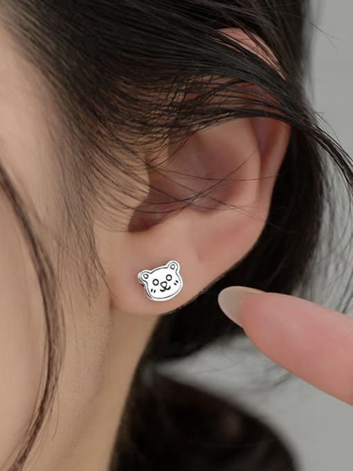 Rosh 925 Sterling Silver Asymmetrical  Icon Cute Stud Earring 1