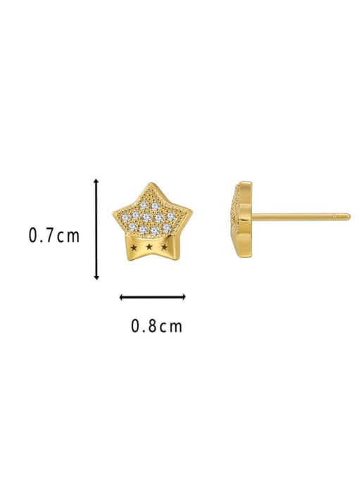 CHARME Brass Cubic Zirconia Pentagram Minimalist Stud Earring 2