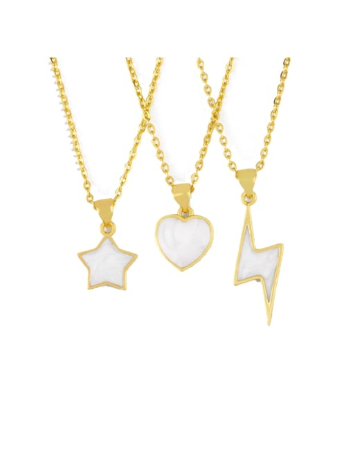 CC Brass Shell Heart Minimalist  pendant Necklace 0