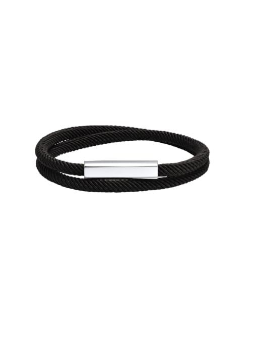 Steel color Stainless steel Cotton Rope Geometric Minimalist Strand Bracelet