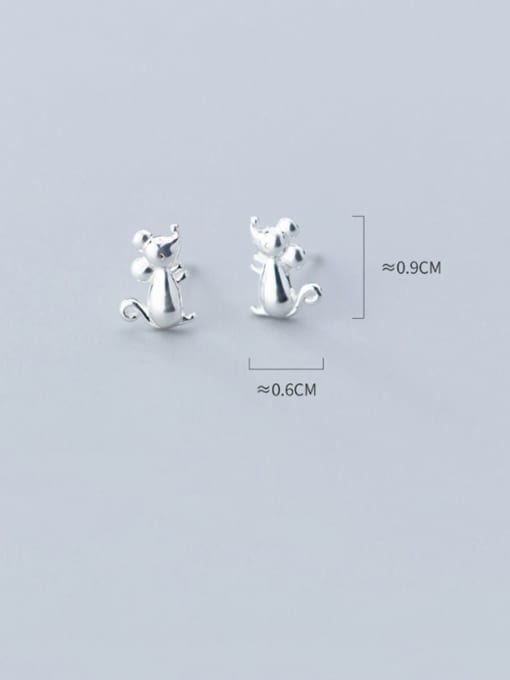Rosh 925 Sterling Silver With Platinum Plated Minimalist Mouse Stud Earrings 2