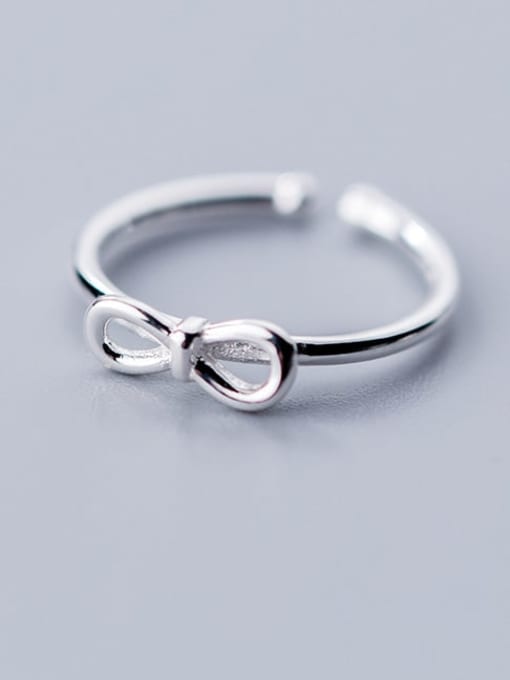 Rosh 925 Sterling Silver Bowknot Minimalist Free Size Ring 0