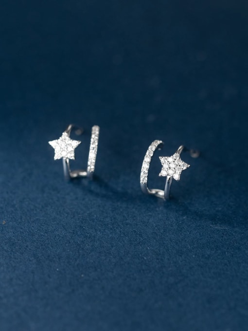 Rosh 925 Sterling Silver Cubic Zirconia Star Minimalist Stud Earring