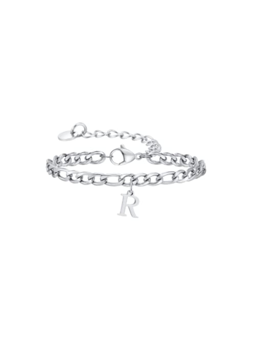 R Stainless steel Letter Hip Hop Link Bracelet