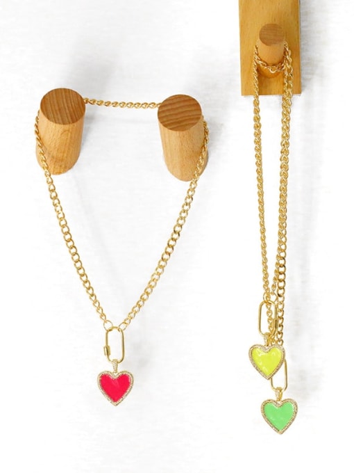 CC Brass Enamel Heart Minimalist Necklace 3